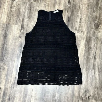 Camiseta sin mangas informal Vince para mujer negra de encaje de ganchillo talla 6 Foto 1 de 4