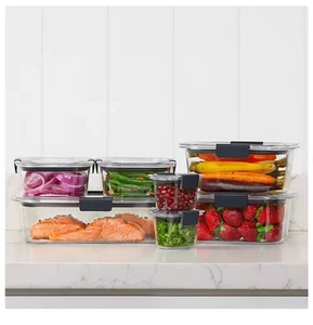 Rubbermaid Brilliance Set 14 Pezzi Trasparente Conservazione Alimenti Coperchi Ermetici a Prova di Perdite - Foto 1 di 6