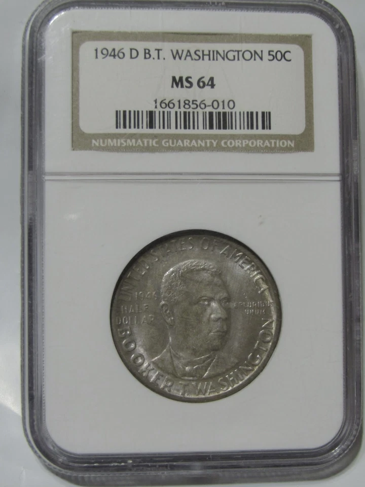 1946-D  U.S. COIN...B.T. WASHINGTON 50 CENTS..NGC MS-64..NICELY  TONED COIN - Image 1 of 4