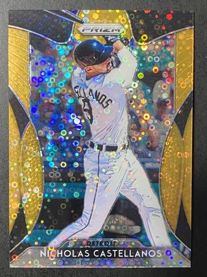 Nicholas Castellanos 2019 Panini Prizm Neon Orange Donut Circles /150 Tigers #93 - Image 1 of 2