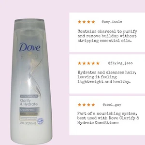 Dove Clarify & Hydrate Kohle-Shampoo für zu Öl neigendes Haar 12 Oz. - Bild 1 von 1