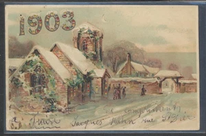 1903 Year Date Hold to Light picture postcard, France railroad cancel w/ error - Picture 1 of 2