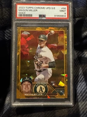 2023 Topps Chrome Update Sapphire Gold Mason Miller /50 Rookie Card #98 PSA 9 - Image 1 of 3