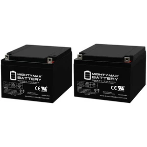 Mighty Max 12V 26AH Replacement Battery for BatteryGuy BG-12260NB - 2 Pack - Picture 1 of 6