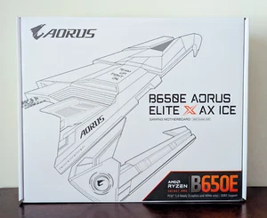 GIGABYTE B650E AORUS ELITE X AX ICE AM5 LGA 1718 AMD B650 ATX Motherboard NEW - Afbeelding 1 van 4