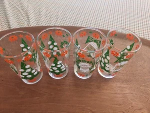 Vintage Hazel Atlas Christmas Holiday Glasses Tree Continental Can Co Set of 4 - Picture 1 of 4