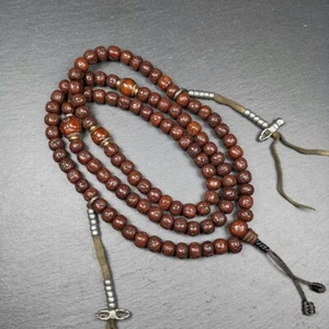 Gandhanra alter tibetischer Rosenkranz, 9 mm Rudraksha Perlen Mala Halskette, Gebetsperlen - Bild 1 von 10