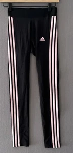Adidas 3 Pink Stripes Leggings Womens XS Tight Fit Mid Rise Full Length HT4843 - Picture 1 of 10