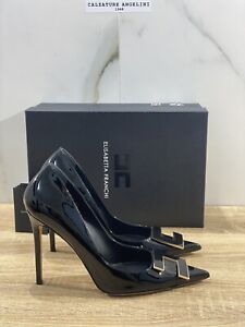 Elisabetta Franchi Décolleté con targa logo luxury shoes Nero 39