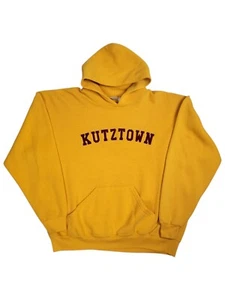 Vintage Kutztown Collegiate 90s Gold Soffe XL Hooded Pullover Sweatshirt - Picture 1 of 8