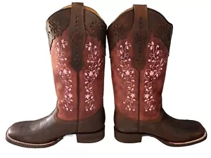 NIB Soto Vintage Leather Floral Embroidered Brown Cowgirl Boots Western Sz 10 - Picture 1 of 16