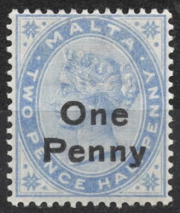 SG37 Sn:#20 1d 1902 MALTA Definitivi 1885-1902: Regina Vittoria, sovrastampato 1d - Foto 1 di 2