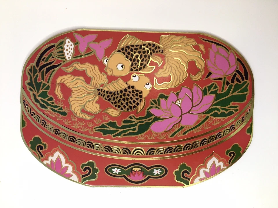 Hallmark Oriental Chinese New Year Cloisonné Fish Design Greeting Card - Image 1 of 4