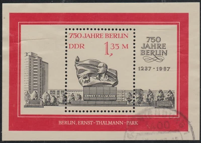 DDR 1987 SC# 2637 - Thalmann Memorial - Souvenir Sheet - Used  - Image 1 of 2