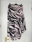 Womens River Island zebra print asymmetric midi skirt size 12 UK 38 Eur VGC