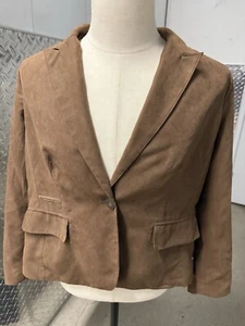 Coldwater Creek Faux Suede Brown, Button Down Front Jacket/Blazer PL 14-16 XL - Picture 1 of 4