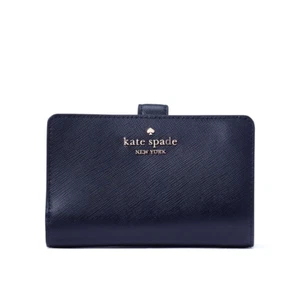Portafoglio KATE SPADE Madison medio compatto pieghevole in pelle blu navy parigino KC580 - Foto 1 di 3