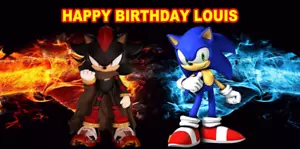 Striscione Compleanno Personalizzato 4ft x 2ft Sonic & Shadow, Decorazione Festa - Foto 1 di 2