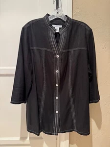 Versailles 3/4 Arm Oberteil Bluse schwarz weiße Nähte Größe 18W - Bild 1 von 4