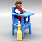Chaise haute bleue Playmobil bébé victorien bébé homme femme enfant scène d'intérieur