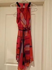 Paper Doll NWOT Asymmetrical Sleeveless Dress Multi Colored Very Trendy Sz Small - Picture 1 of 11
