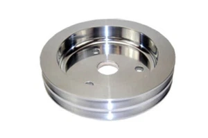 Small Block Chevy Polished Aluminum crank shaft Pulley double groove billet lowe - Picture 1 of 2