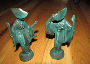 Japanische Geisha Kimono Bronze Patina Tanzfiguren Set 2 Vintage 3 Pfund (CH) - Bild 1 von 12