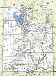 UTAH COUNTIES COUNTY STRASSENKARTE GLÄNZENDES POSTER BILD FOTO DRUCK BANNER 10307 - Bild 1 von 1