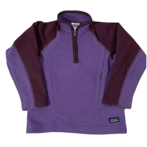 Patagonia Kids XXS Fleece Pullover 1/4 Zip Purple Long Sleeve Used Outdoors - Picture 1 of 11