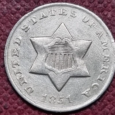 1851 O Three Cent Silver Trime 3c Higher Grade AU + Details #81861 - Image 1 of 2