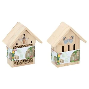 Wooden Insect Bee House Natural Wood Butterfly Bug Hotel Shelter Garden Nest Box - Picture 1 of 20