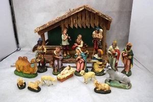 Ältere Kirchenkrippe, Made in Italy, 17 Figuren & Stall (CU751) Kelch Co - Bild 1 von 24