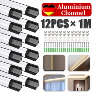 1M LED Profil Aluprofil Alu Schiene Leiste Profile für LED-Streifen Eloxiert A2 - Bild 1 von 16