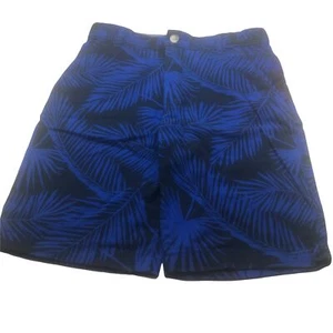 Wonder Nation Boy's Size 14 Adjustable Waist Flat Front Short Blue Palm Leaf New - Picture 1 of 12