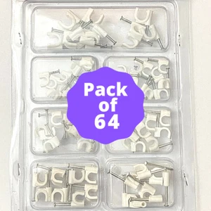 CABLE CLIPS white Wall Tacks Wire Cord Detangle Clamp Sizes 4 sizes assorted - Picture 1 of 3