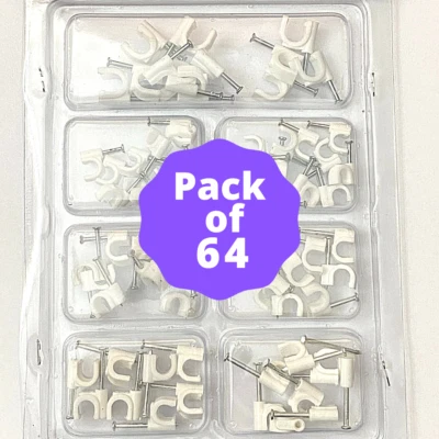 CABLE CLIPS white Wall Tacks Wire Cord Detangle Clamp Sizes 4 sizes assorted - Image 1 of 3