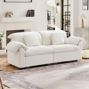 Velvet 2 Seater Deep Seat Sofa for Living Room, Two - Seat Loveseat Couch with - Picture 1 of 12