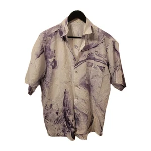 Vintage Womens Blouse Top Shirt Size 14 6 Purple White Smart Work Boho Ladies - Picture 1 of 4