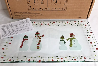 Plato de servir dividido con puntos de muñeco de nieve de chef mimado transparente navideño festivo Foto 1 de 4