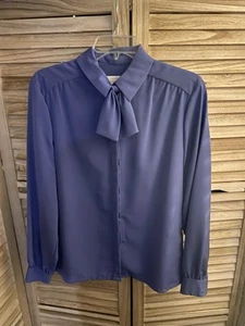 Blusa Country Sophisticates By Pendleton Talla 14 Azul Manga Larga Corbata - Imagen 1 de 5