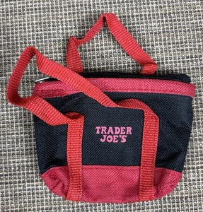 Trader Joe's MICRO TOTE BAG BLACK bag with RED trim - Barbie doll size - Picture 1 of 4