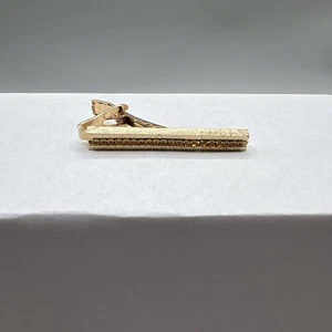 Vintage Standard Tie Clip Tie Bar Clasp Gold Tone NOS 50s-70s L#0263 W/ Stones - Picture 1 of 4