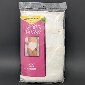 Paquete de 6 calzoncillos de algodón Hanes Her Way vintage para mujer talla 6 nuevos 1990 - Imagen 1 de 3