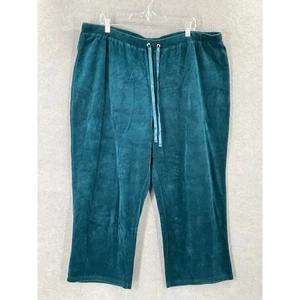 Catherines Damen Gr. 2X Velours Lounge Hose türkis blau Kordelzug elastischer Bund - Bild 1 von 13