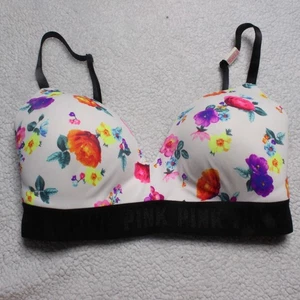 Pink Victoria’s Secret BH ohne Bügel leicht gefüttert 34D Blumen Logo Band - Bild 1 von 7