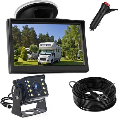12V-24V 4 Pin 5" Car Monitor Caravan Bus Truck IR Rear View Backup Camera Kit - Image 1 of 4