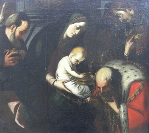 Adorazione dei Magi ambito Giovan Battista Crespi CERANO ‘600 SEICENTO cm 47x52 - Picture 1 of 24