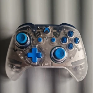 Microsoft Xbox Controller Custom Clear & Blue Amazing condition Genuine Original - Picture 1 of 9