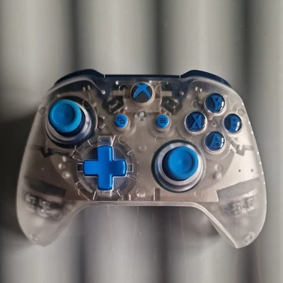 Microsoft Xbox Controller Custom Clear & Blue Amazing condition Genuine Original - Image 1 of 4