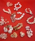 Beautiful White Button Mixed Lot Shell Plastic Pearl Vtg Sewing Crafting